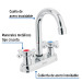 Mezcladora 4" para lavabo, cuello bar, manerales cruceta