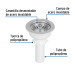 Contracanasta 3-1/2" inox, instalafácil, tubo plástico,Foset