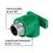 Codo oreja 90° PPR, 3/4", macho con inserto metálico, Foset