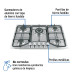 Parrilla gas empotrable 75cm, 5 quem, acero inox, Riviera