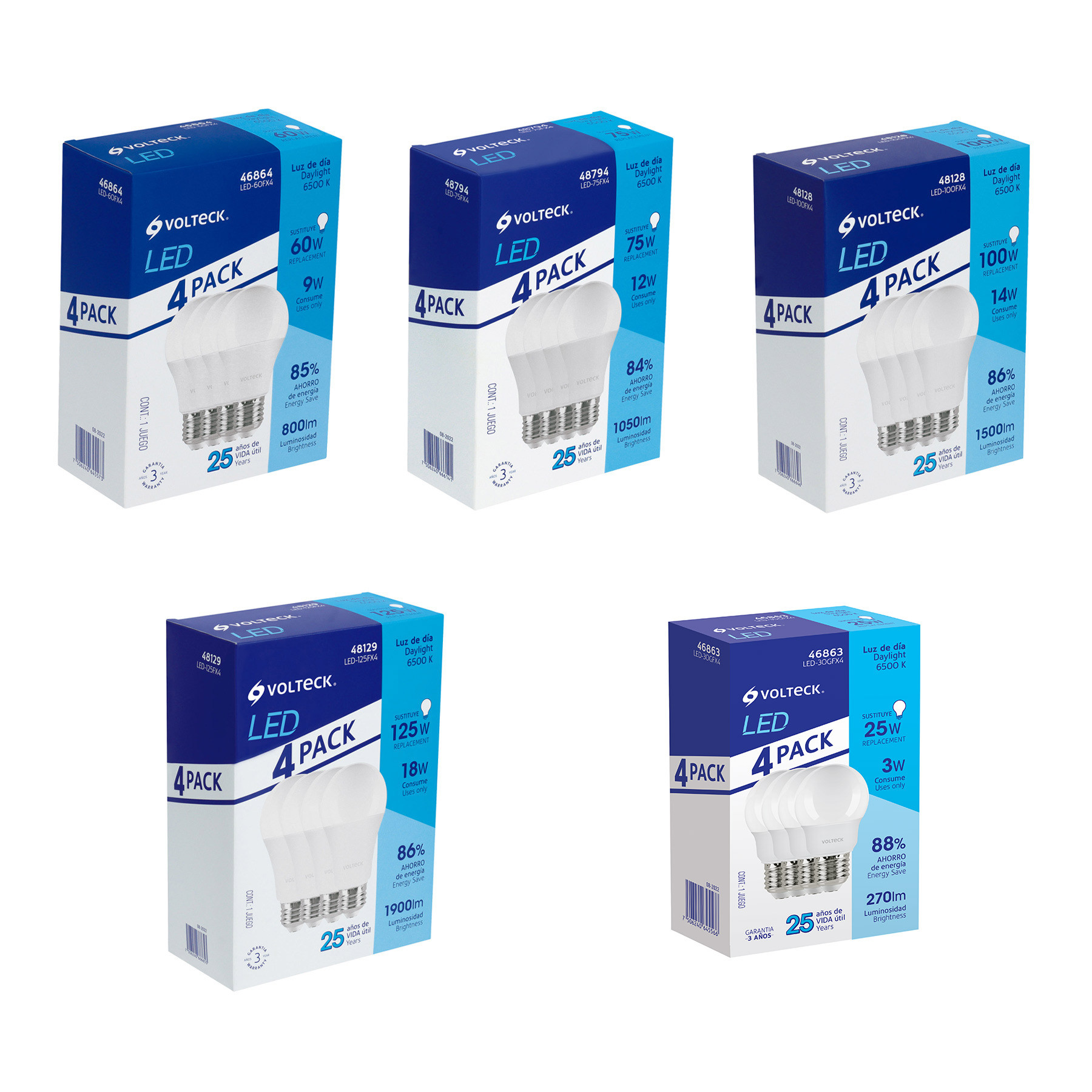 Multipacks de 4 lámparas LED tipo bulbo