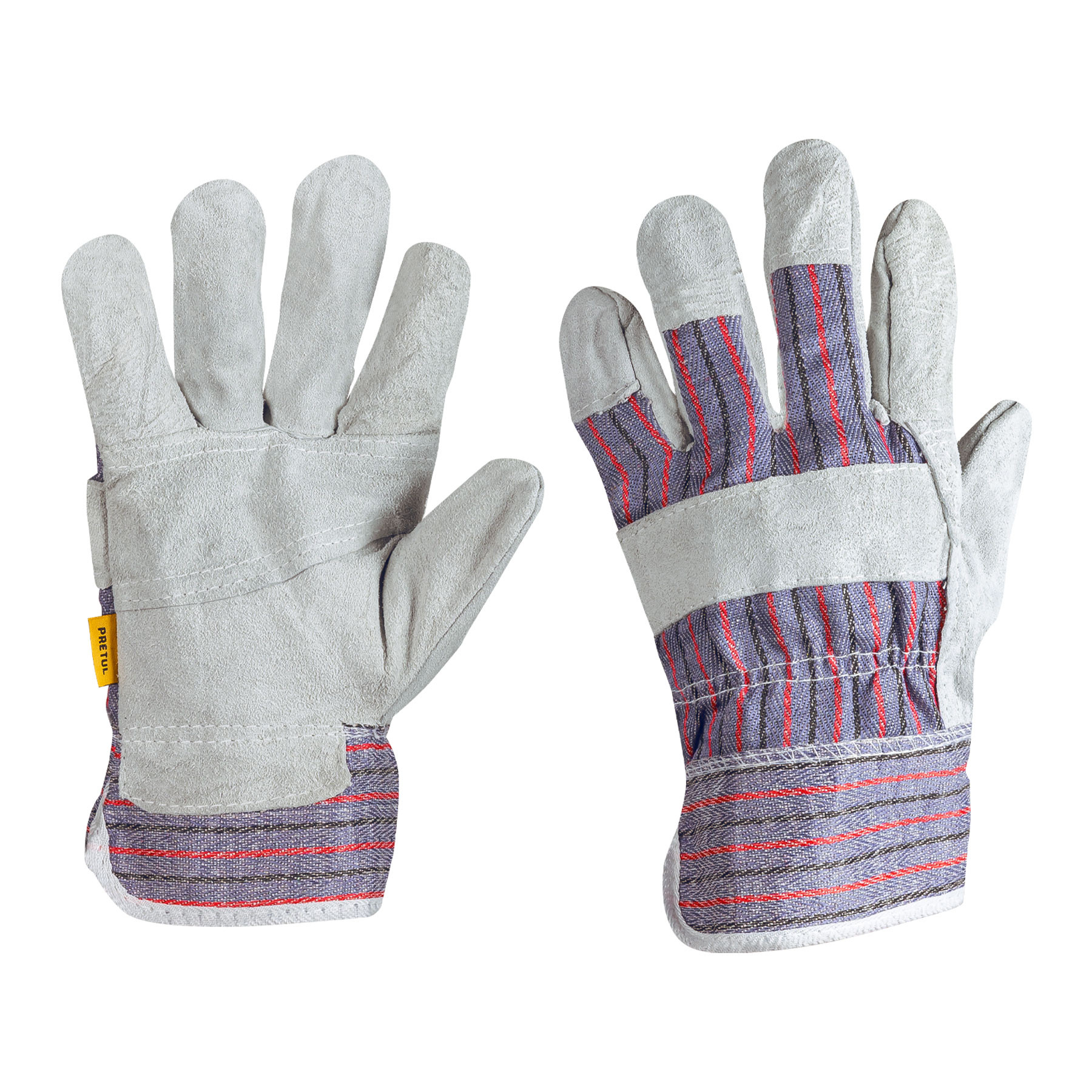 Guantes de carnaza y loneta, unitalla, Pretul