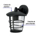 Arbotante tipo farol moderno suspendido p/exteriores, negro