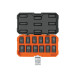 Juego de 12 dados de impacto cuadro 1/2", 6 puntas mm