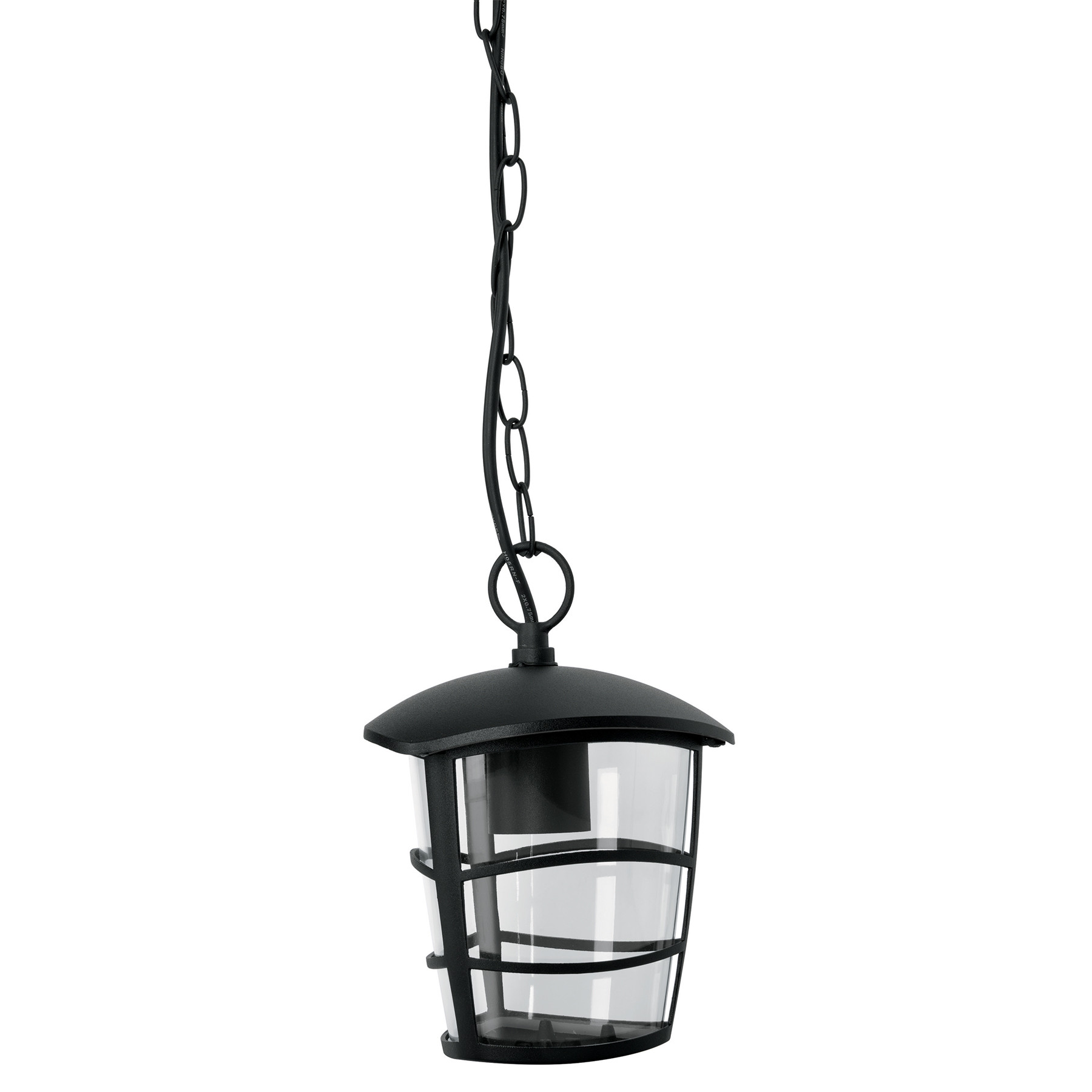 Arbotante tipo farol moderno colgante para exteriores, negro