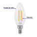 Lámpara LED tipo vela 4 W con filamento base E12 luz cálida