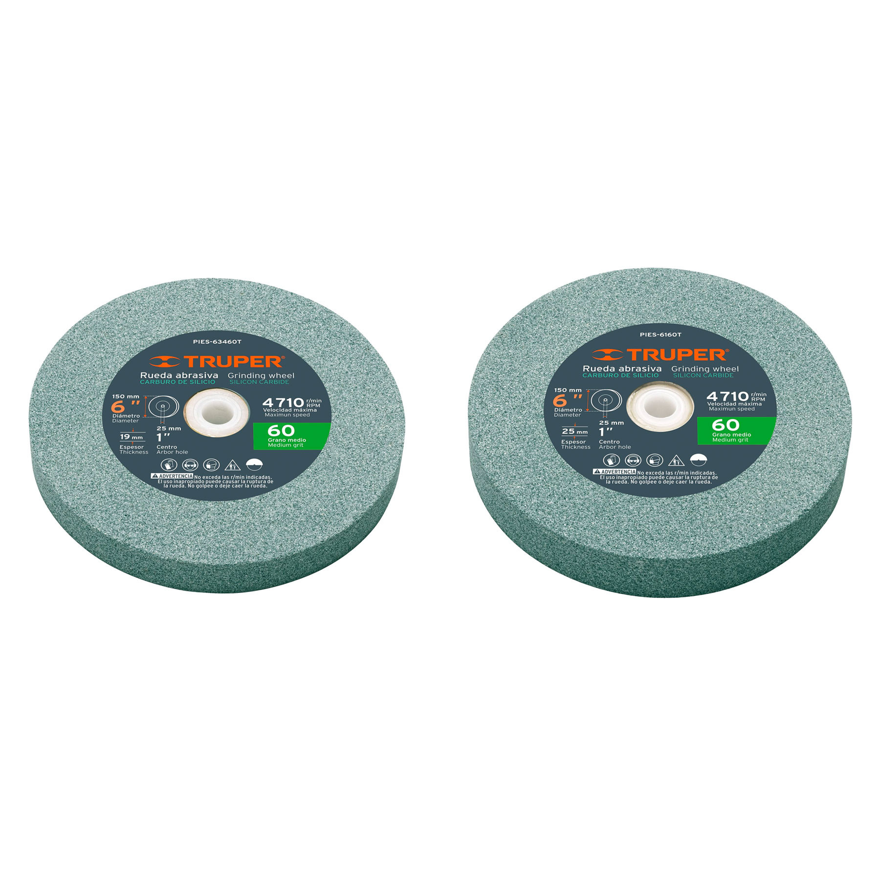 Ruedas abrasivas para esmeril, carburo de silicio 6"