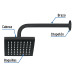 Regadera cuadrada ABS 6" acabado negro mate con brazo, Foset