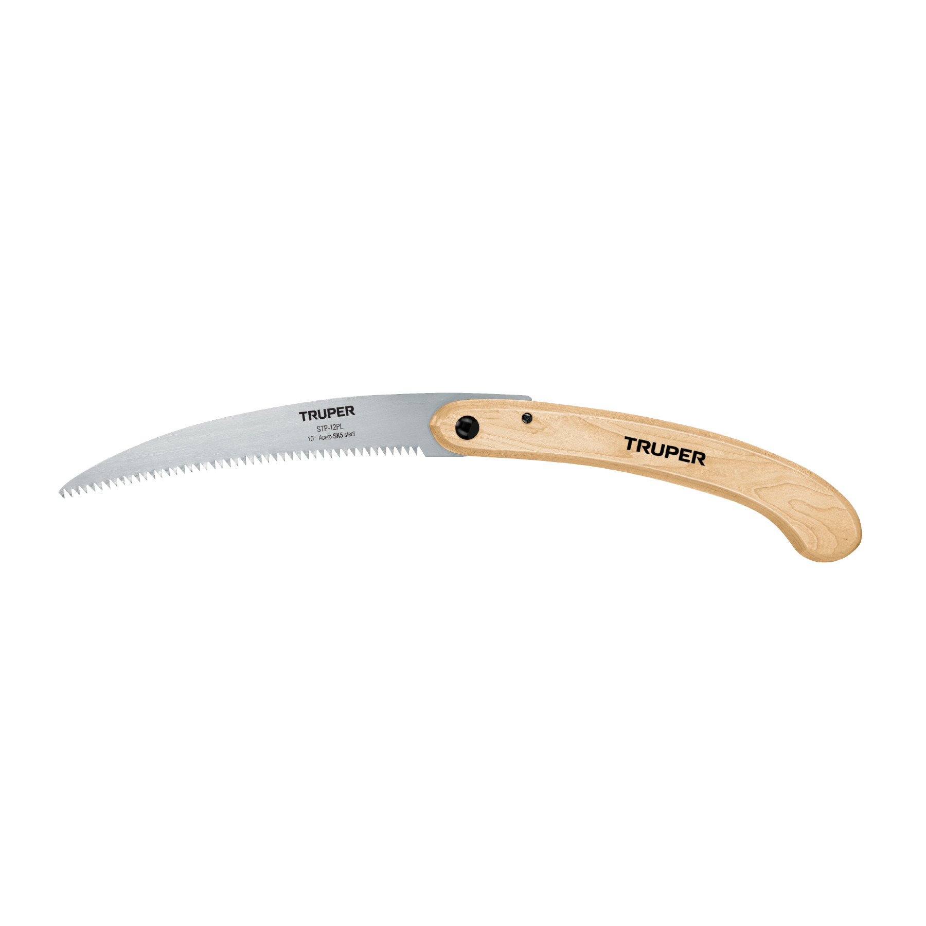 Serrucho plegable 10" hoja curva 6 DPP, mango madera, Truper