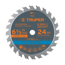 Disco sierra 6-1/2" p/madera, 24 dientes con centro 5/8"