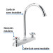 Mezcladora 8" p/fregadero, cuello curvo, manerales cruceta