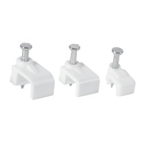 Grapas blancas para cable plano, bolsa con 20 piezas