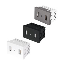 Tomas con 2 puertos USB, 1.5 módulos, Línea Lisboa