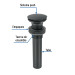 Contra p/lavabo, 1-1/4", sin rebosadero, hongo, latón, negro