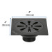 Resumidero cuadrado 4"x 4", acero inoxidable, negro, gota