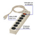 Multicontacto 14 AWG 6 entradas supresor de picos 600 joules