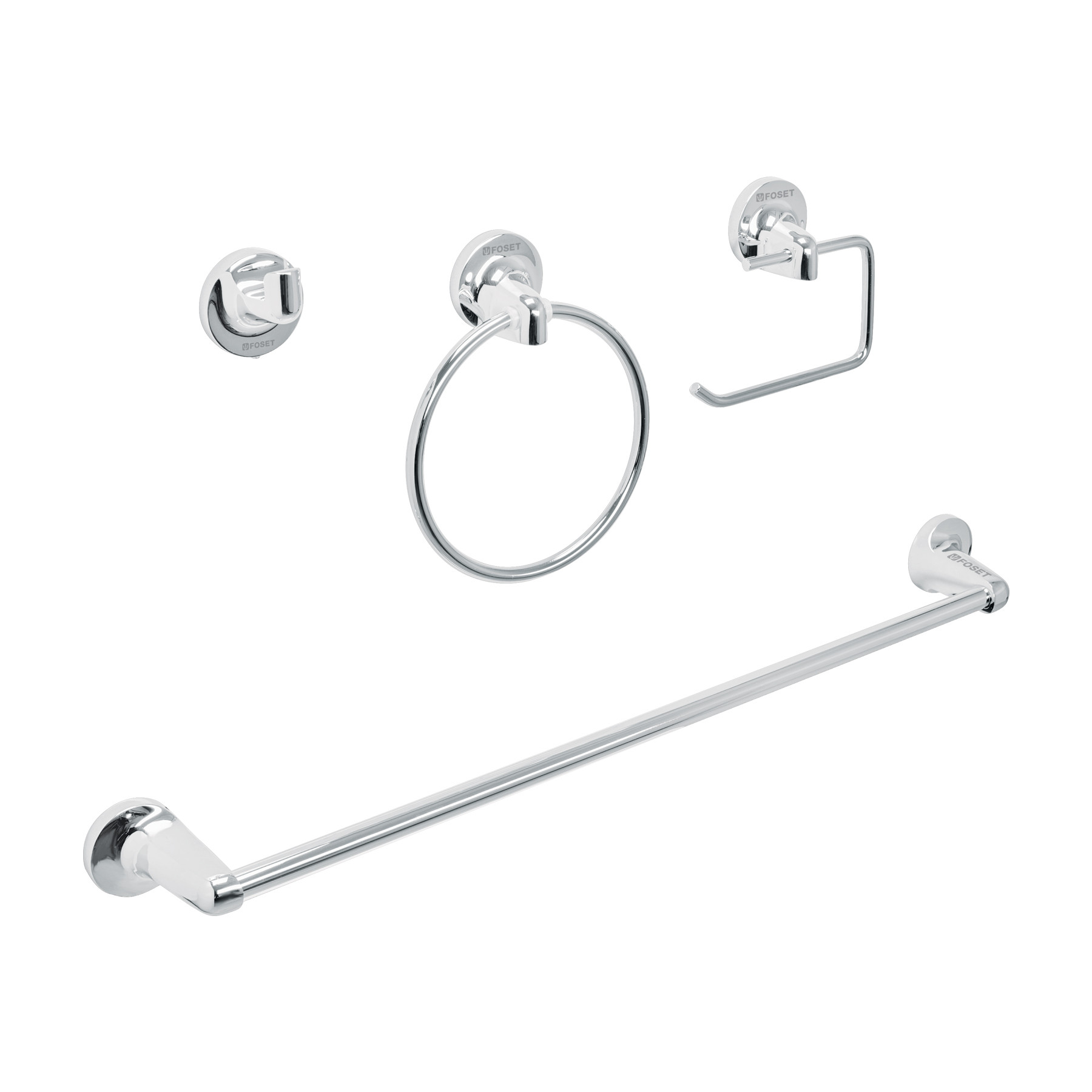 Juego de 4 accesorios para baño metálicos, Foset