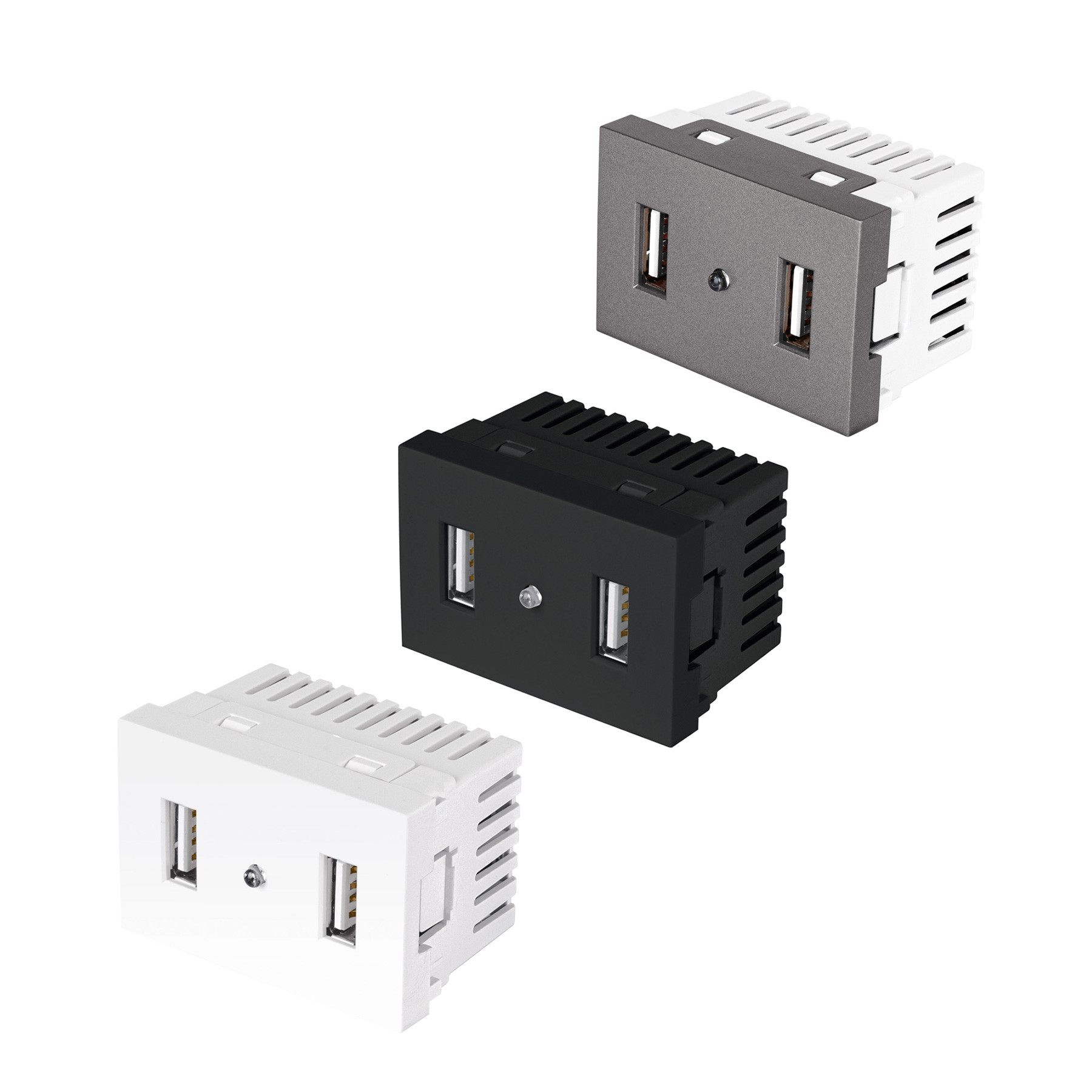 Tomas con 2 puertos USB, 1.5 módulos, Línea Lisboa