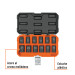 Juego de 12 dados de impacto cuadro 1/2", 6 puntas mm