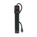 Multicontacto 16 AWG 6 entradas 2 ptos. USB sup. 150J, negro