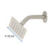 Regadera cuadrada 4", acero inox, con brazo, satín, Túbig