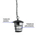 Arbotante tipo farol moderno colgante para exteriores, negro