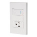 Placa armada 1 interruptor,1 contacto,1mod, Española, blanco