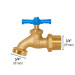 Llave para manguera, de latón, 180 gr, entrada 3/4", Foset
