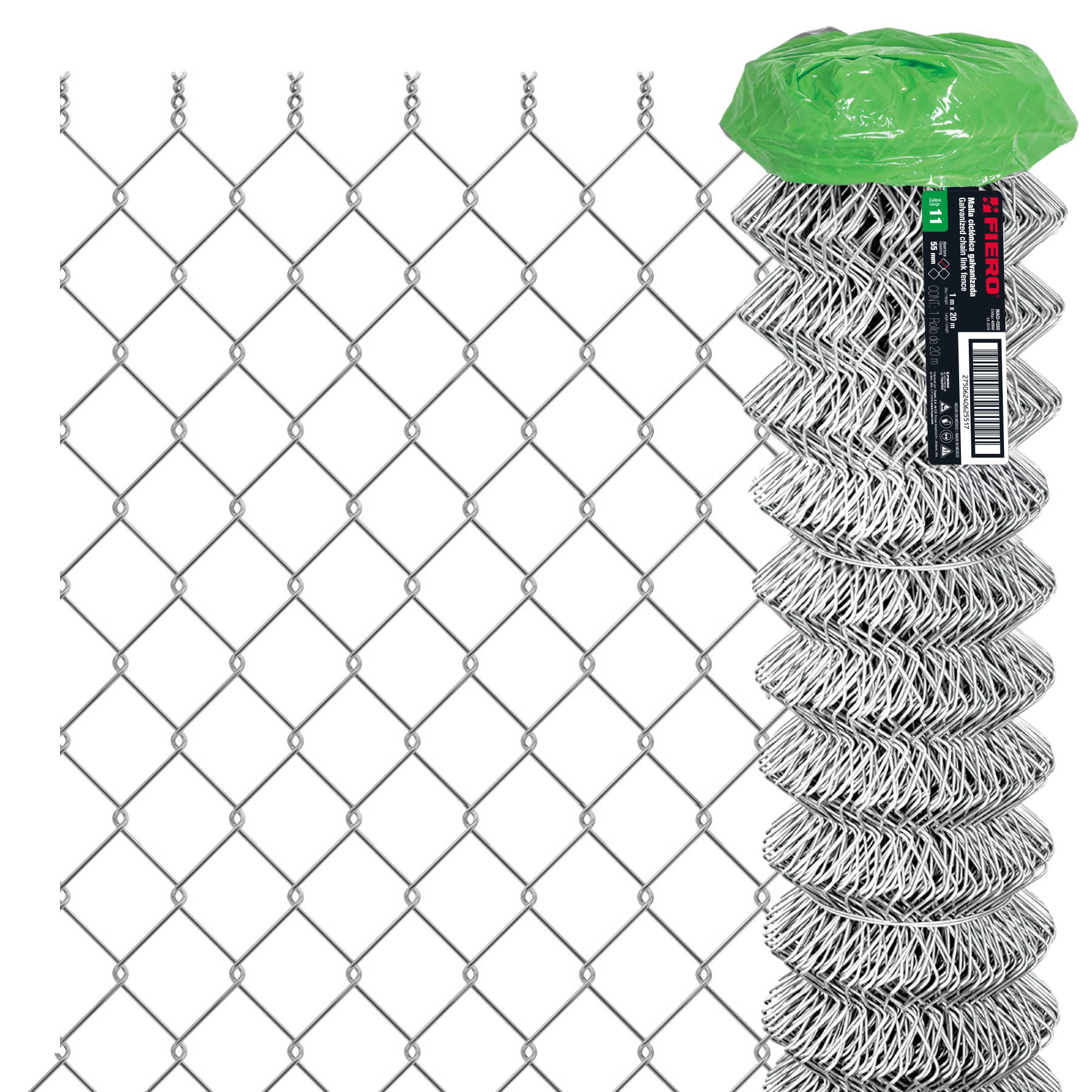 Rollos de mallas ciclónicas de acero galvanizado, calibre 11