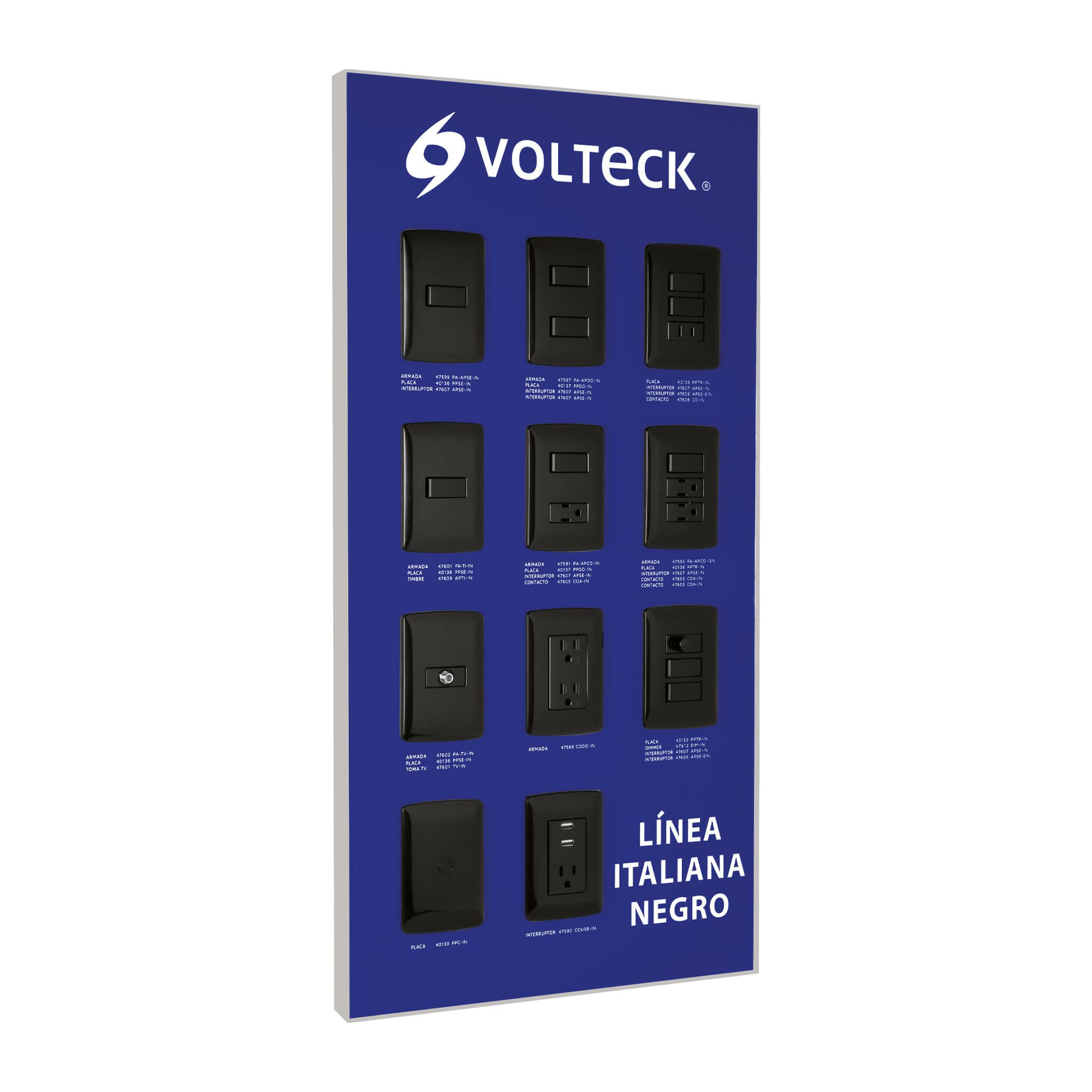 Exhibidor línea italiana negro Volteck