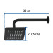 Regadera cuadrada 6", acero inox, con brazo, negro, Túbig