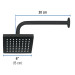 Regadera cuadrada ABS 6" acabado negro mate con brazo, Foset