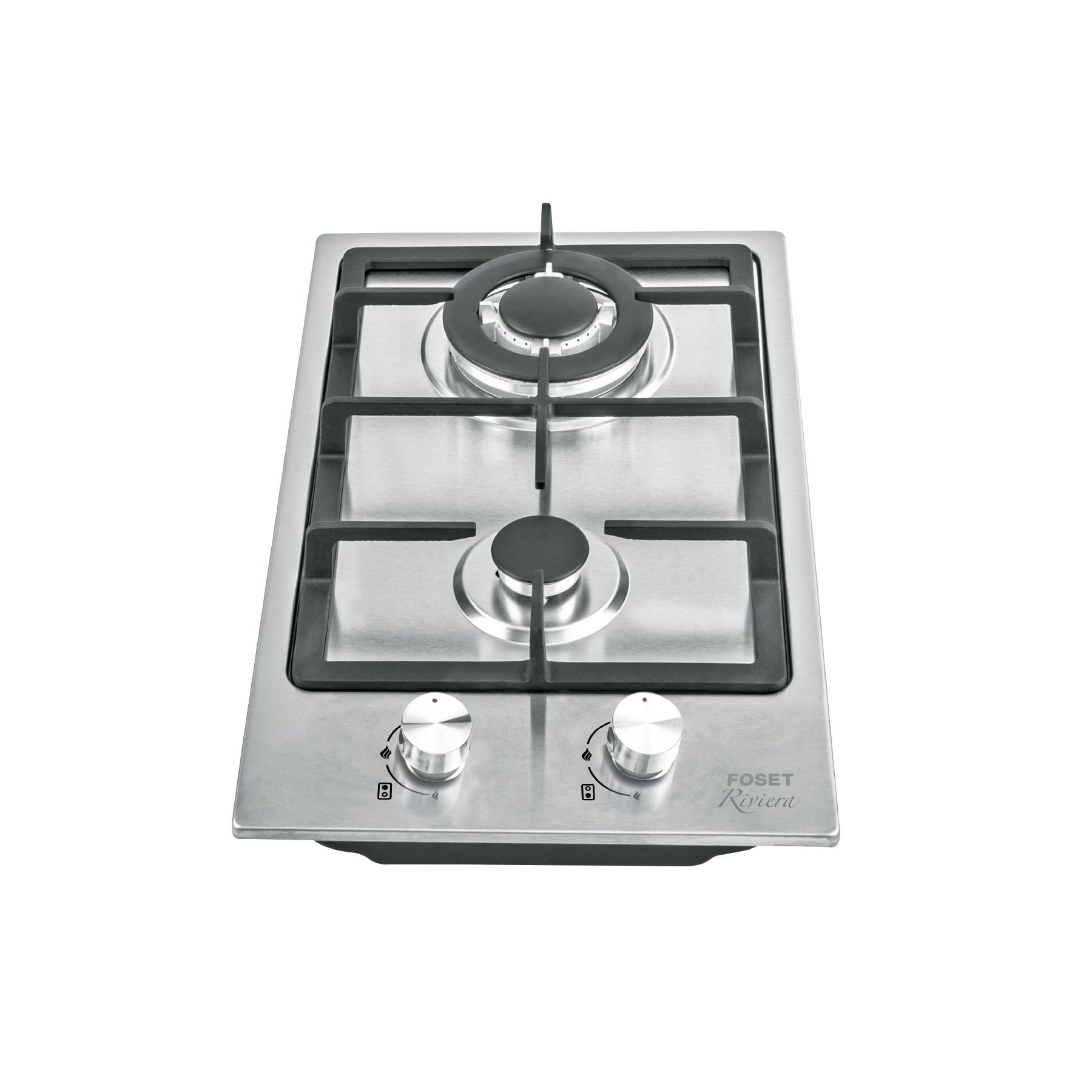 Parrilla gas empotrable 30cm, 2 quem, acero inox, Riviera