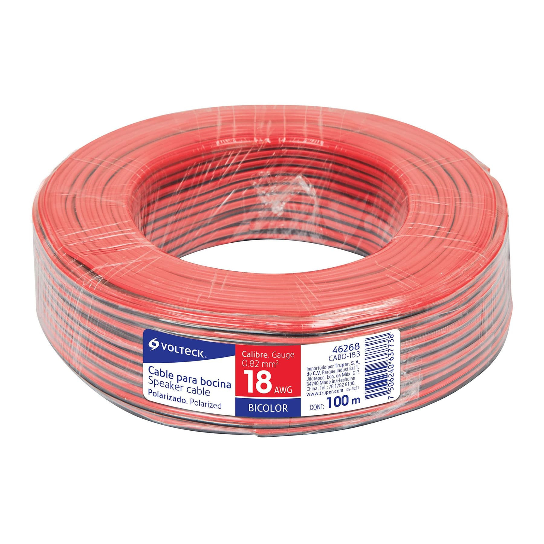 Cables dúplex polarizados bicolor para bocina, 100 m