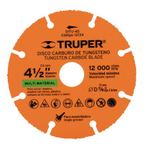 Disco 4-1/2" multimaterial de carburo de tungsteno, Truper