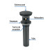Contra p/lavabo, 1-1/4", con rebosadero, hongo, latón, negro