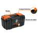 Caja p/herramienta 17" con compartimentos, broches metálicos