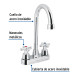 Mezcladora lavabo 4" cromo, tipo bar, cruceta, AQUA