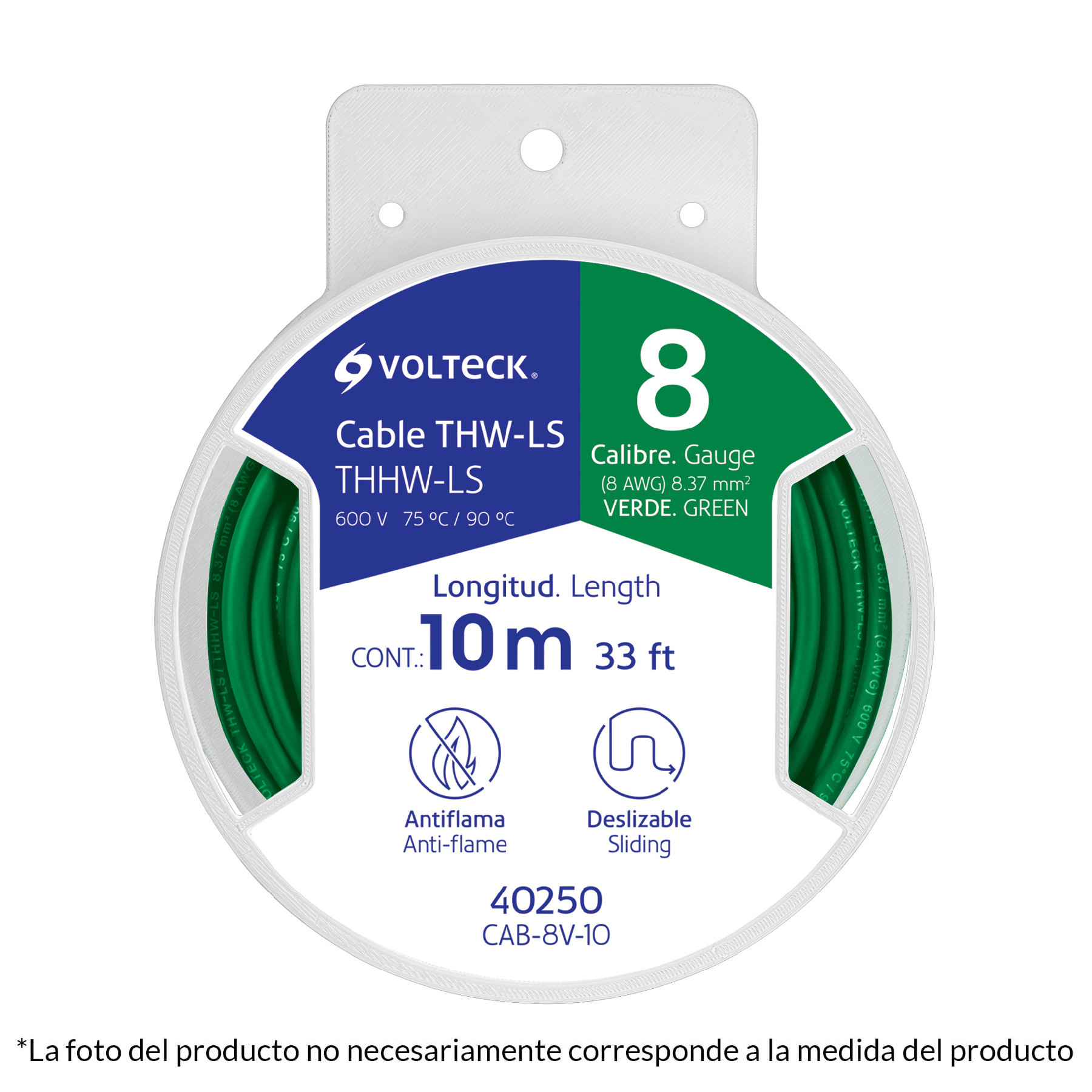Carrete con 20 m de cable THHW-LS 12 AWG verde, Volteck