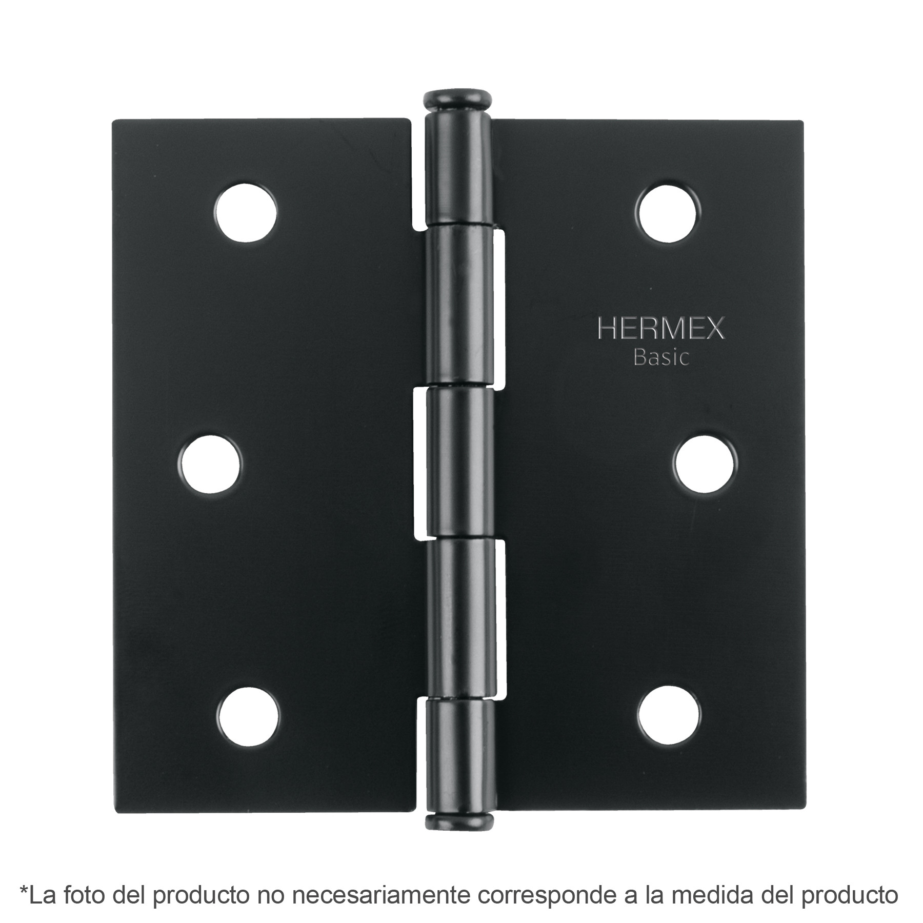 Bisagra cuadrada 3-1/2", acero negro, cabeza plana, Basic