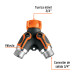 Conector "Y" 3/4" metálico con recubrimiento para manguera