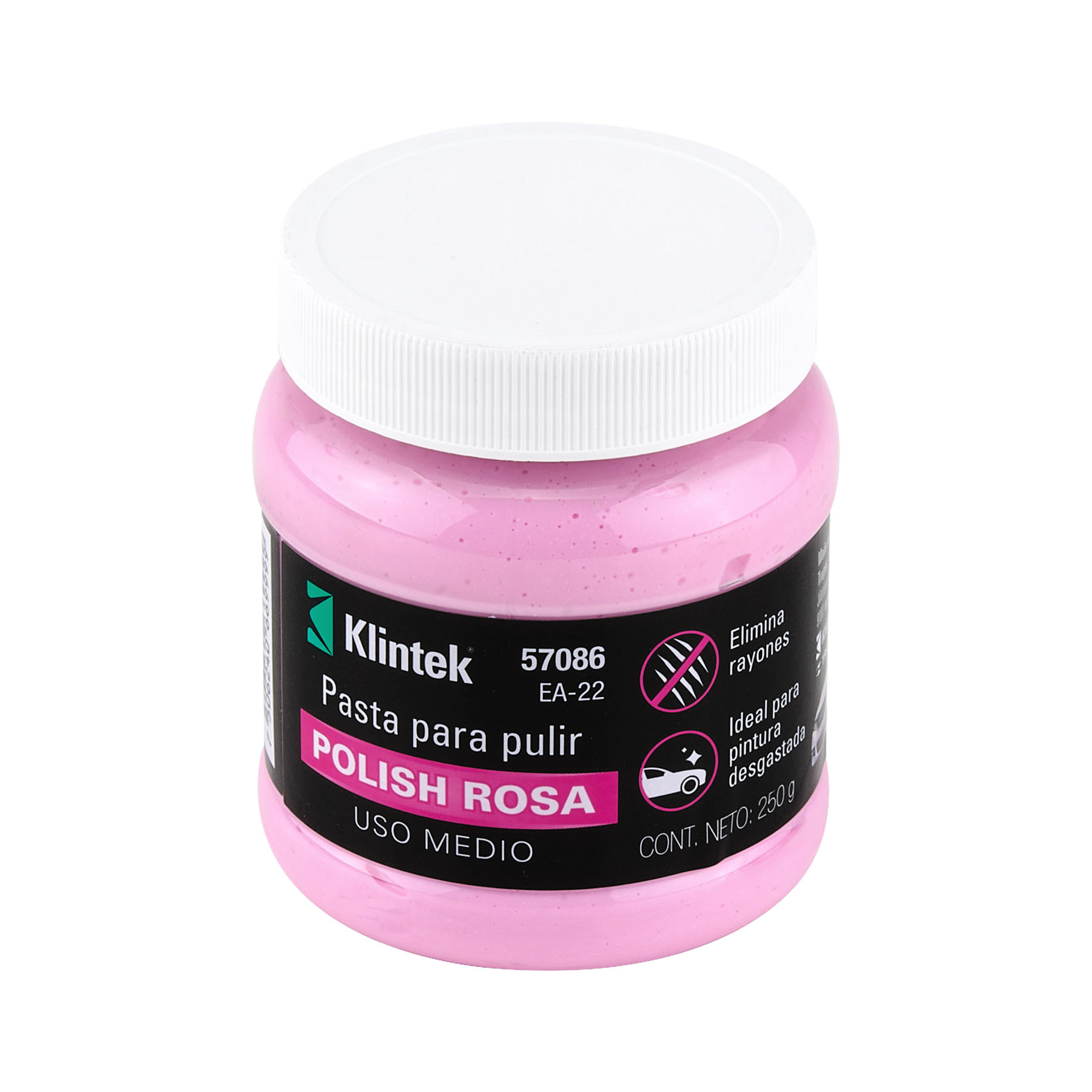 Polish en pasta rosa para auto, 250 g, uso medio, Klintek