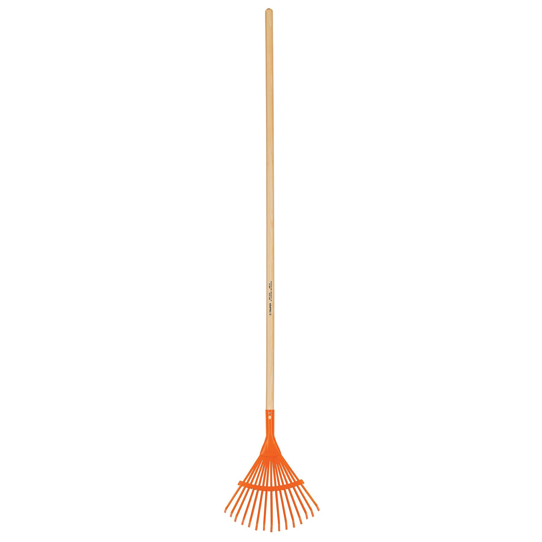 Escoba metálica para jardín, curva, 15 dientes, mango 48"