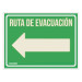 Letrero de señalización "RUTA EVACUACIÓN IZQUIERDA",21x28 cm