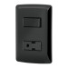 Placa armada contacto e interruptor, negro, línea Italiana