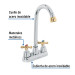 Mezcladora lavabo 4" cromo-oro, tipo bar, cruceta, AQUA