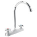 Mezcladora 8" p/fregadero, cuello curvo, manerales cruceta