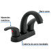 Mezcladora lavabo 4" negro, nariz curva, palanca, AQUA