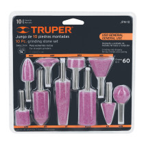 Juego de 10 piedras montadas zanco 1/4", uso general, Truper