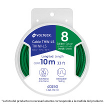 Carrete con 20 m de cable THHW-LS 12 AWG verde, Volteck